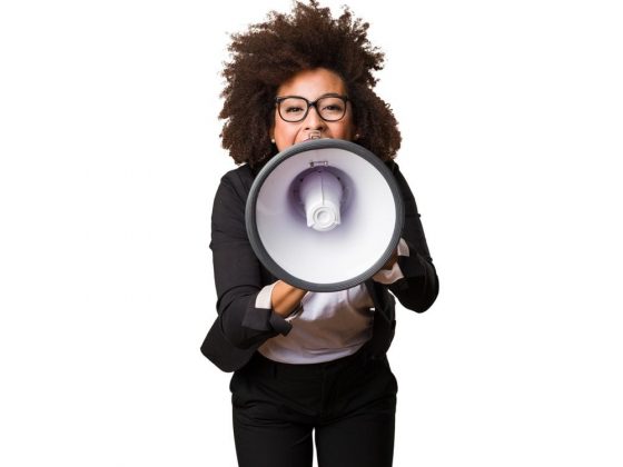 Woman Shouting Into Megaphone