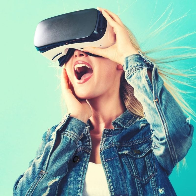 Girl using VR glasses
